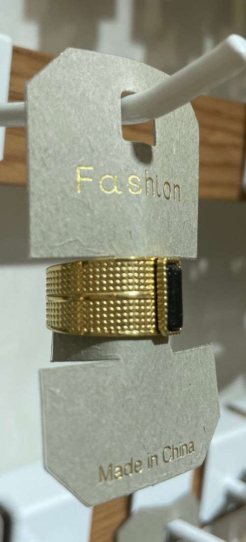 Black Bar Textured Wide Ring - W1-0287