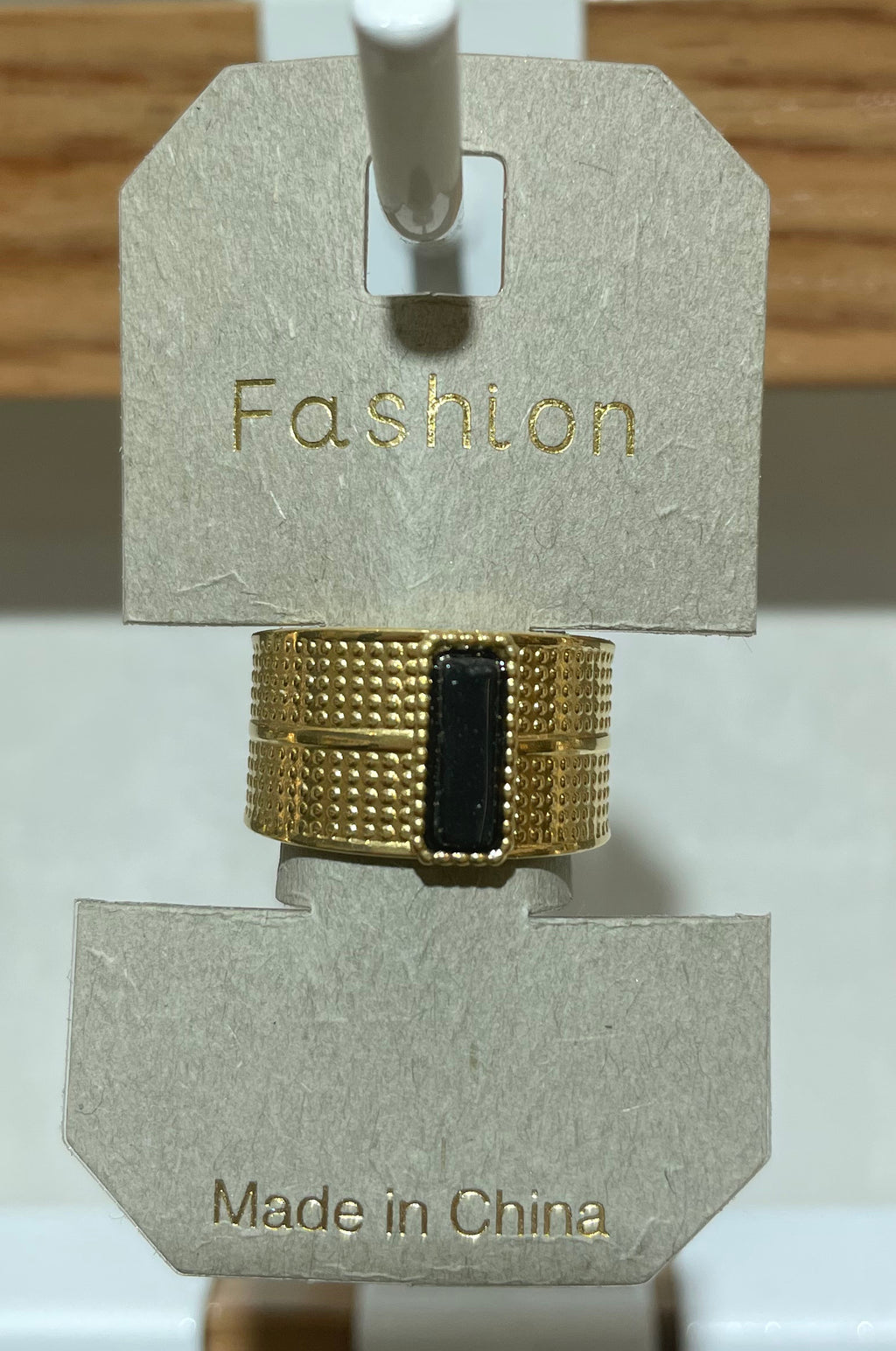 Black Bar Textured Wide Ring - W1-0287