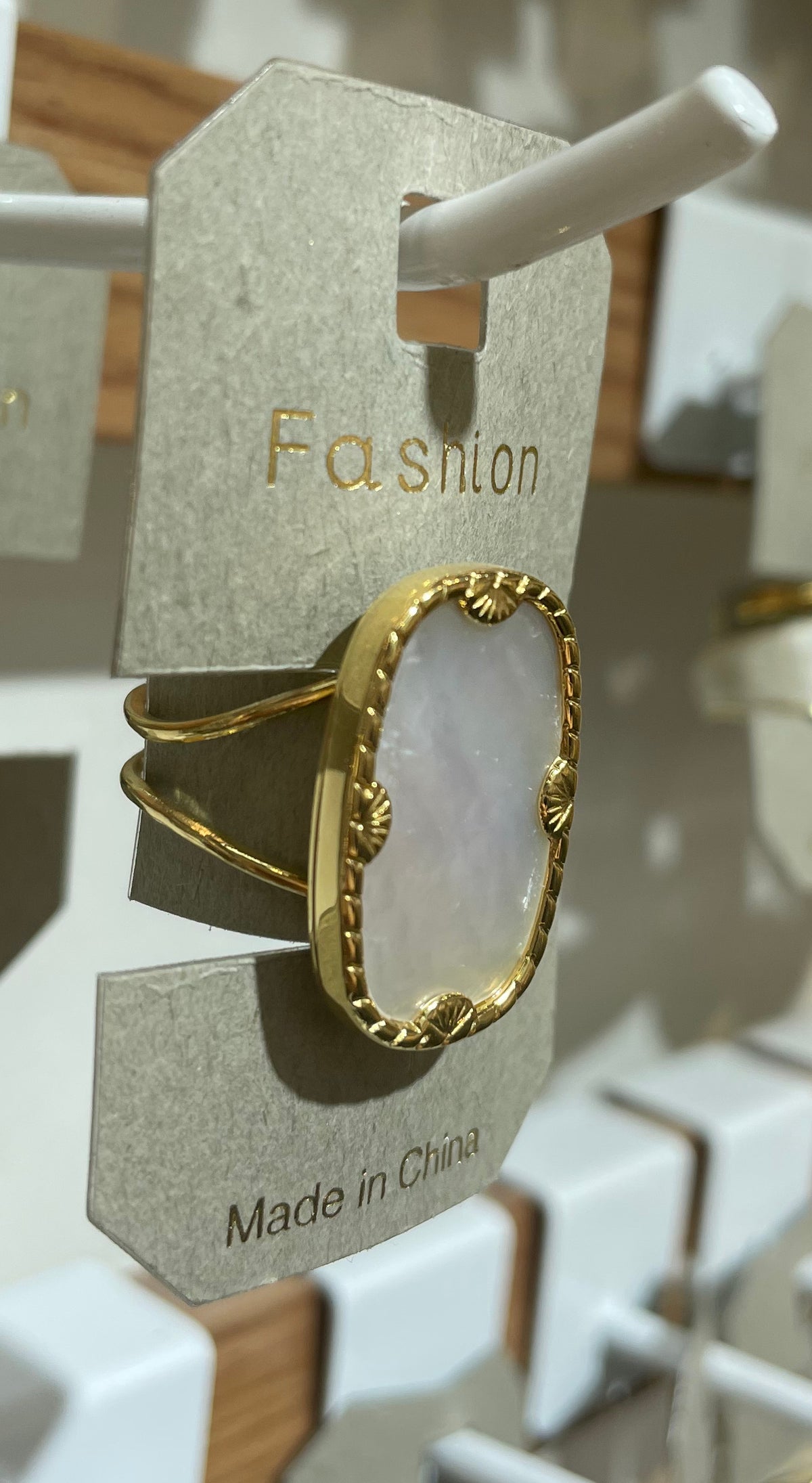 Long White Inlay Ring - W1-0288