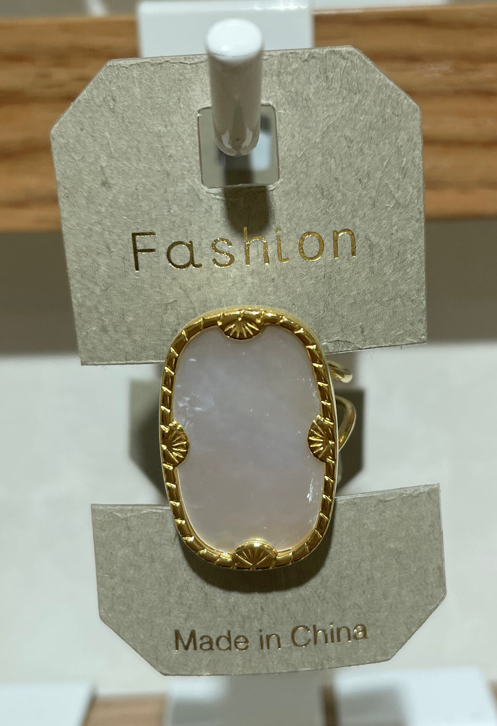 Long White Inlay Ring - W1-0288