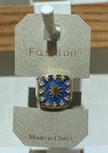 Blue Square Sunburst Ring - W1-0291