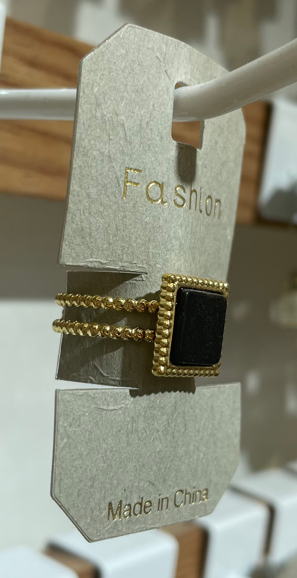 Black Square Framed Ring - W1-0292