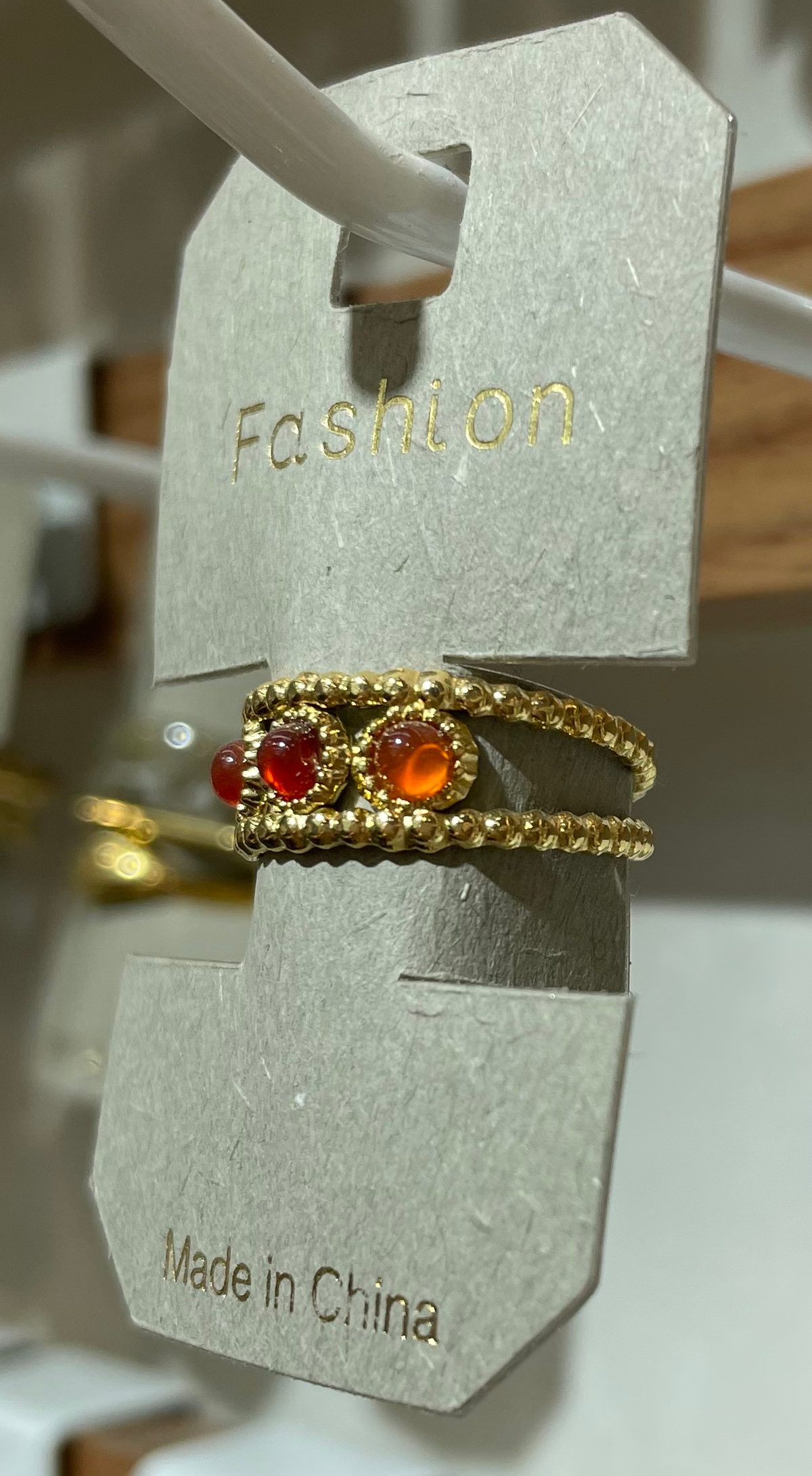 Red Triple Stone Band Ring - W1-0300