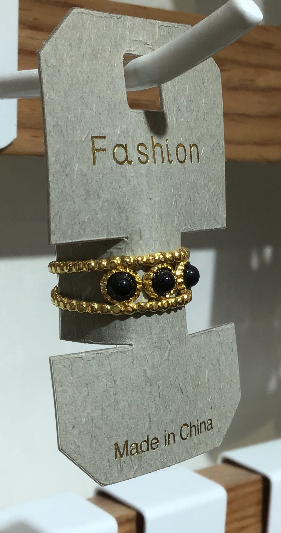 Black Triple Bead Band Ring - W1-0320