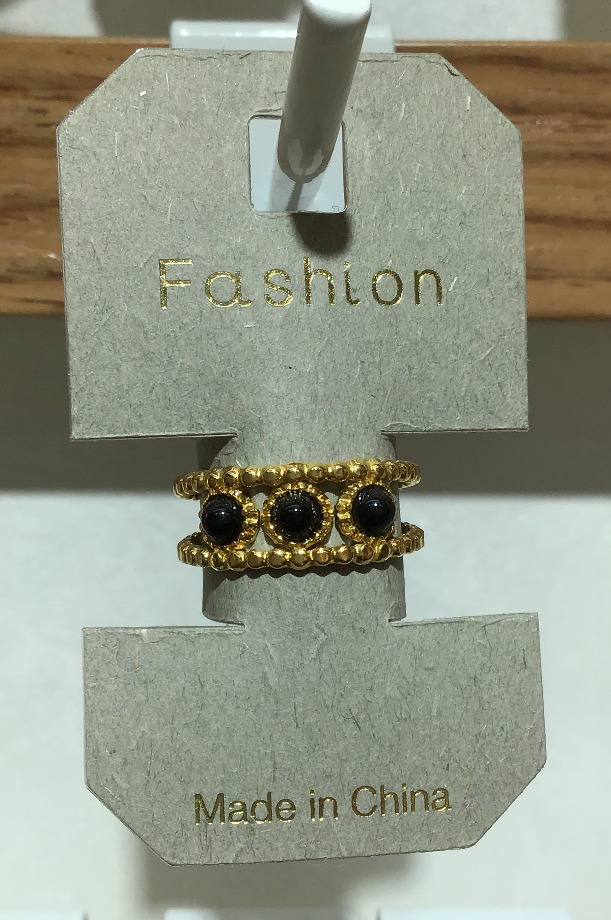 Black Triple Bead Band Ring - W1-0320