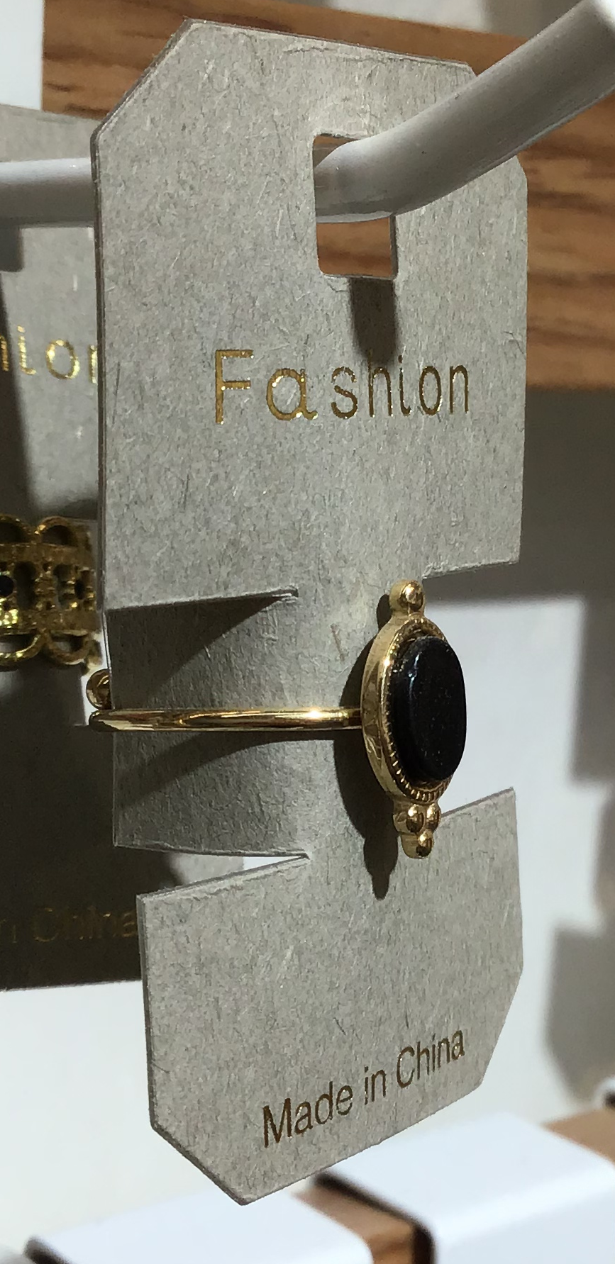 Black Oval Beaded Ring - W1-0330