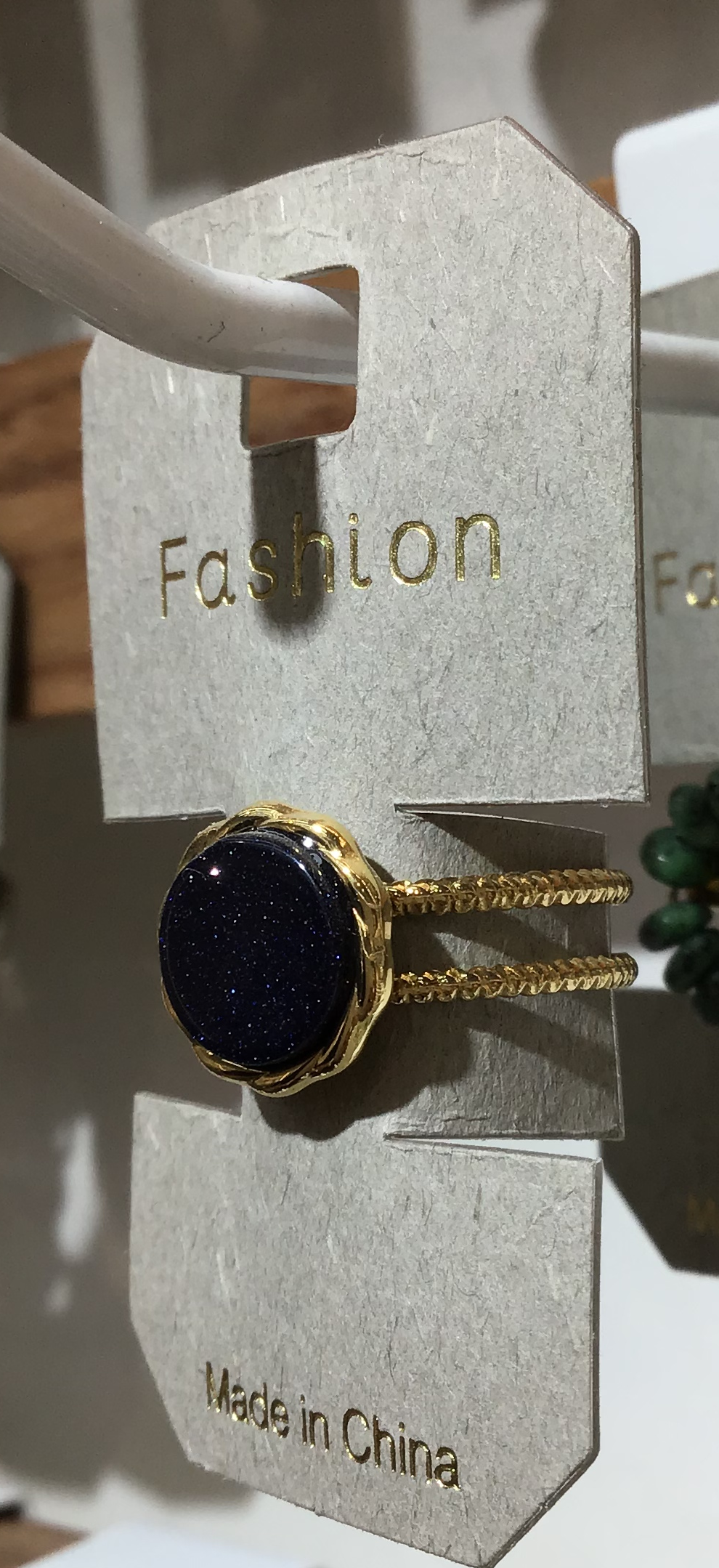 Blue Round Scalloped Ring - W1-0334