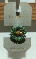 Green Beaded Flower Ring - W1-0335