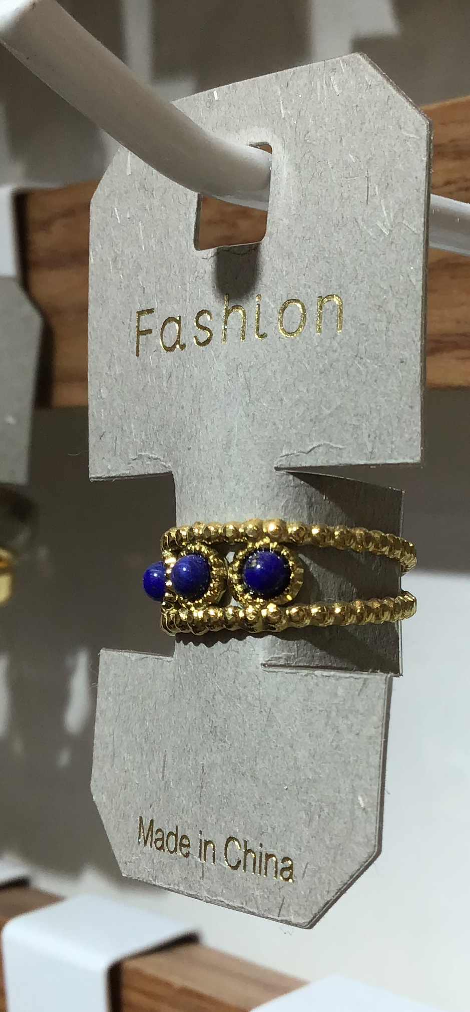 Blue Triple Bead Band Ring - W1-0340