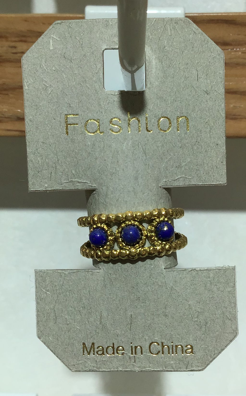 Blue Triple Bead Band Ring - W1-0340