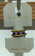Blue Triple Bead Band Ring - W1-0340