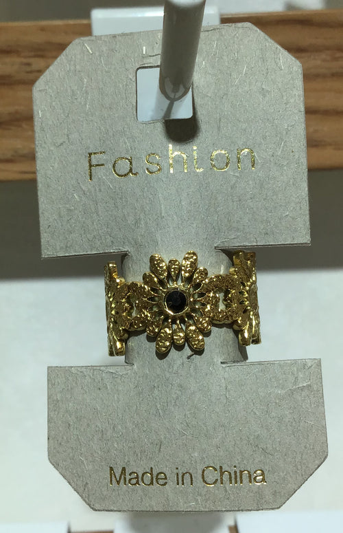 Black Center Filigree Ring - W1-0359