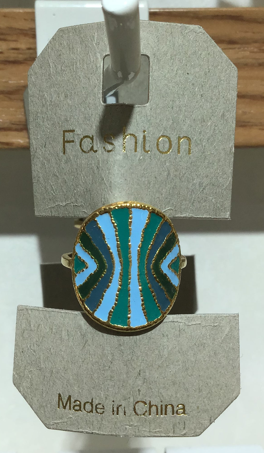 Blue Green Wavy Stripe Ring - W1-0360