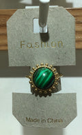 Green Oval Sunburst Ring - W1-0365