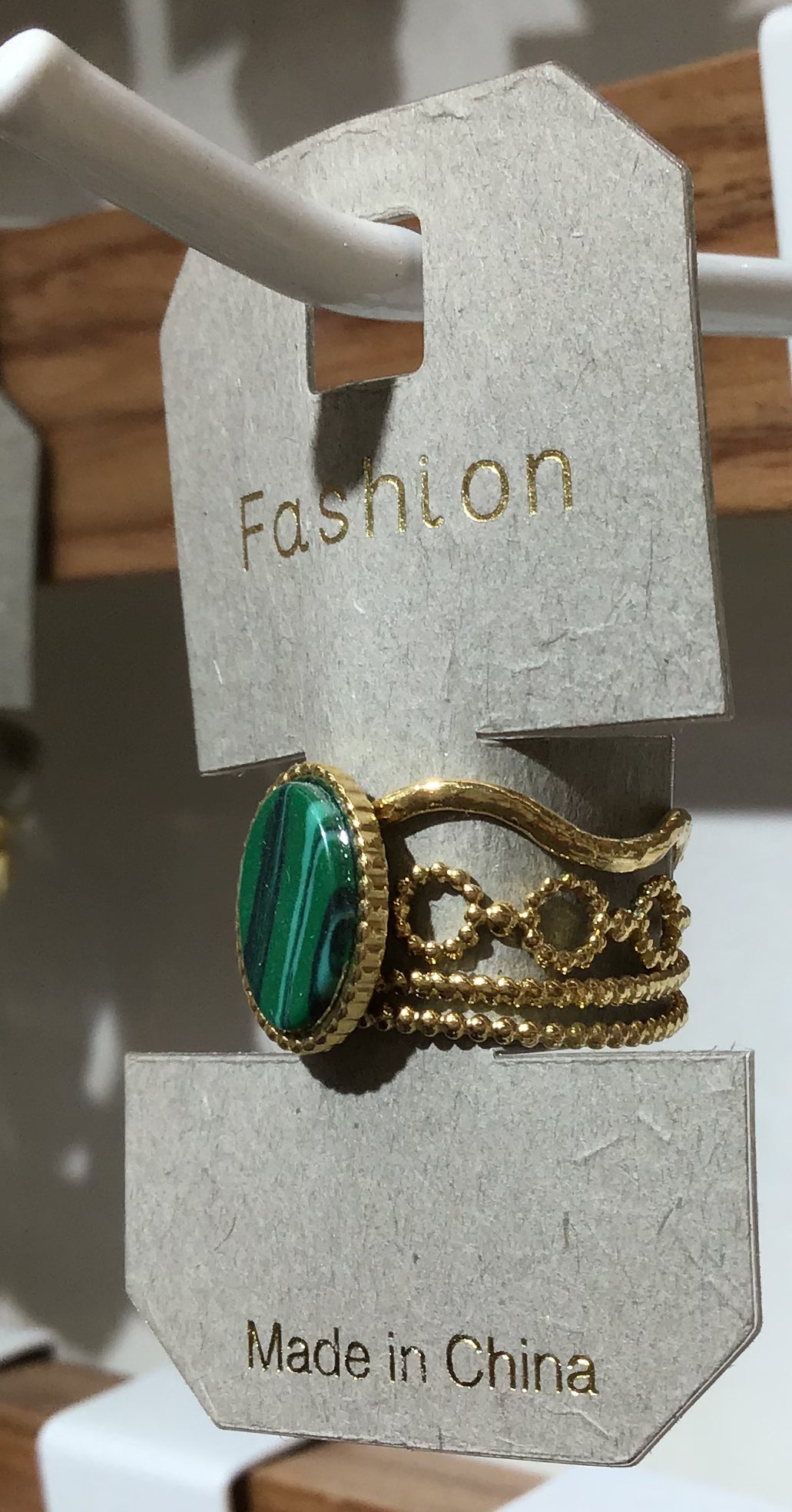 Green Oval Ornate Frame Ring - W1-0366