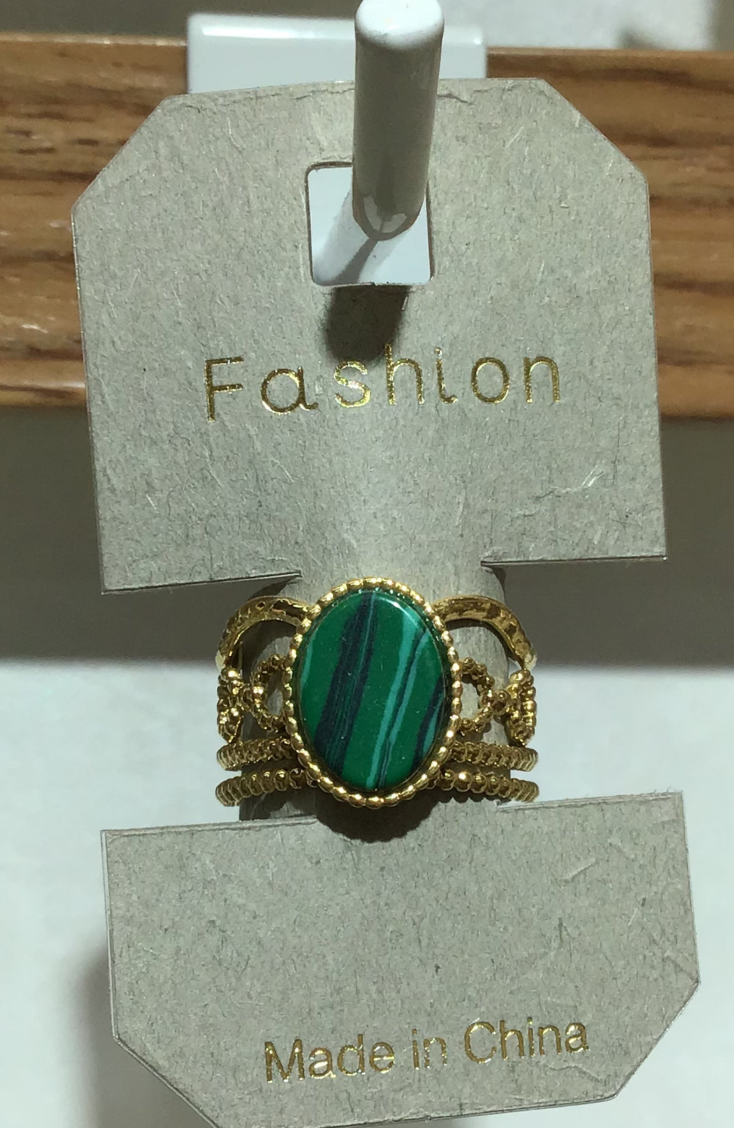 Green Oval Ornate Frame Ring - W1-0366