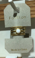 White Bead Layered Band Ring - W1-0369