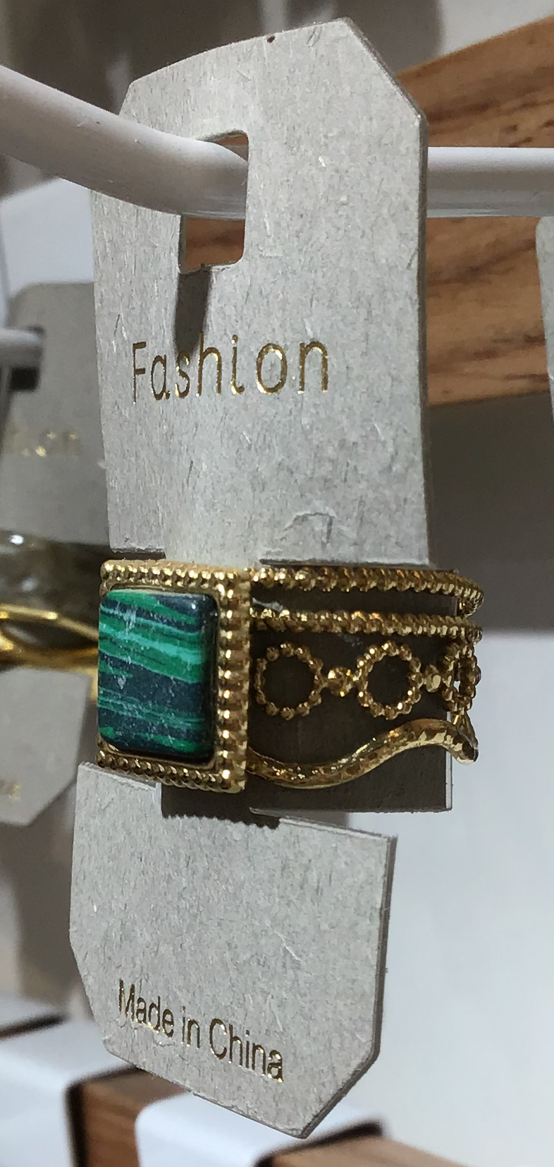 Green Rectangle Rope Frame Ring - W1-0372