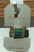 Green Rectangle Rope Frame Ring - W1-0372