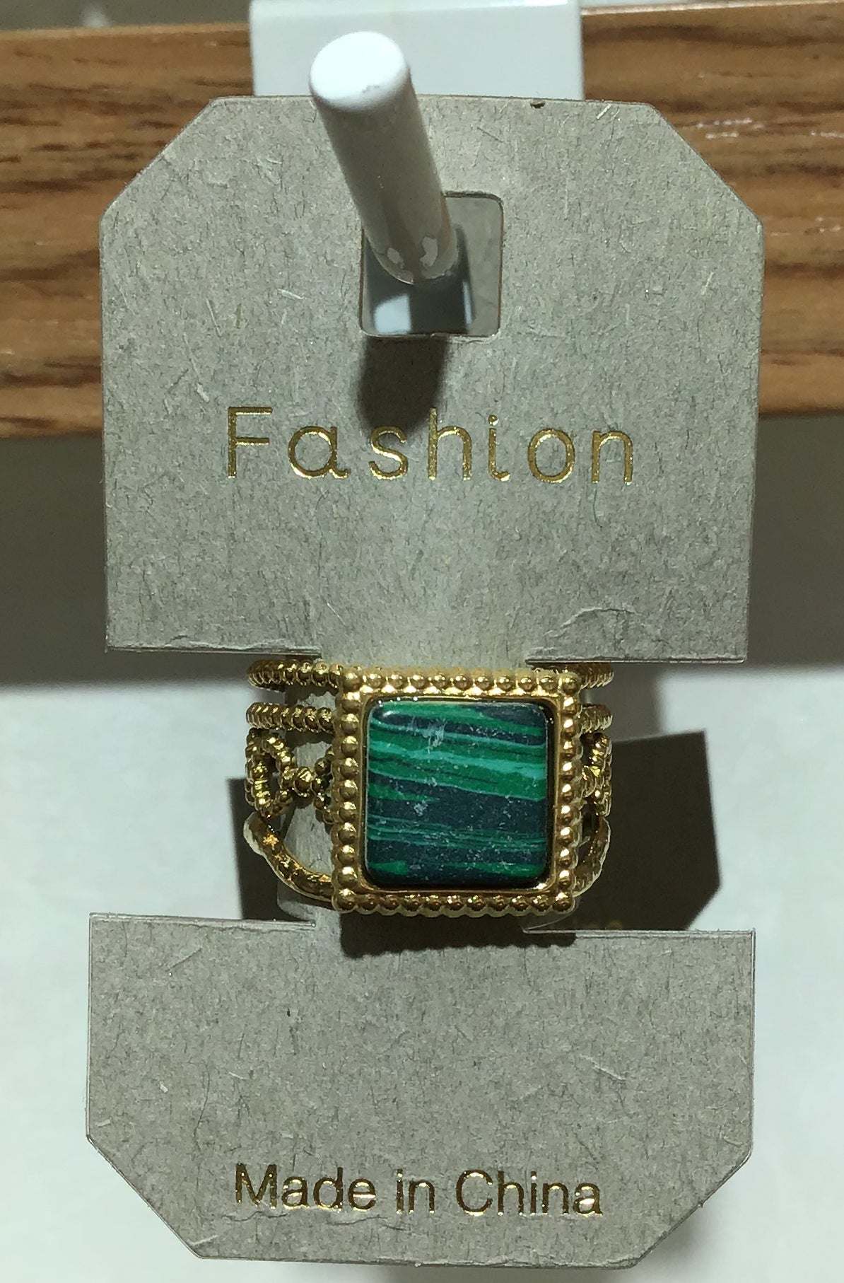 Green Rectangle Rope Frame Ring - W1-0372