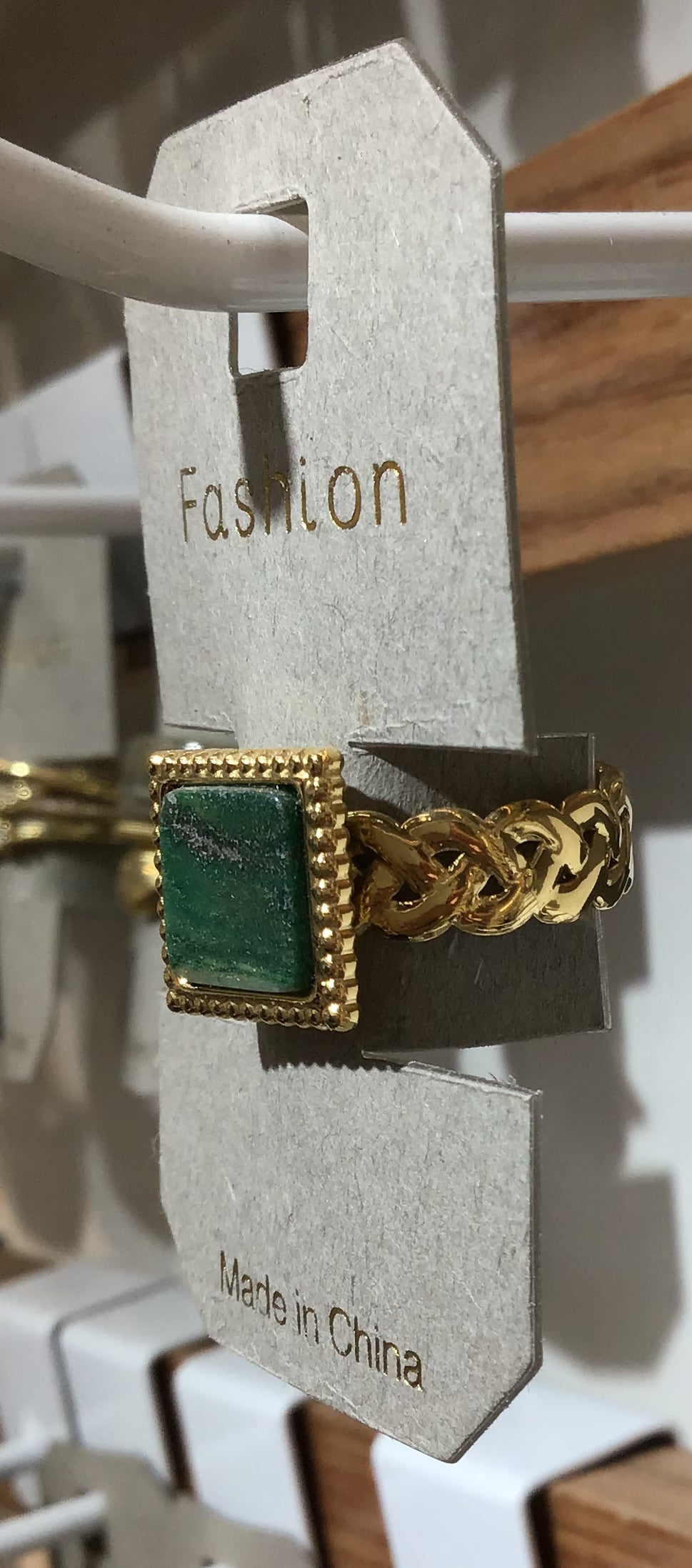 Green Square Layered Band Ring - W1-0378