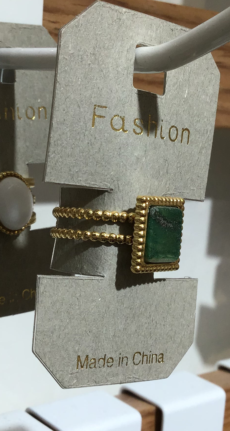 Green Square Layered Band Ring - W1-0378