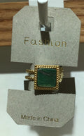 Green Square Layered Band Ring - W1-0378