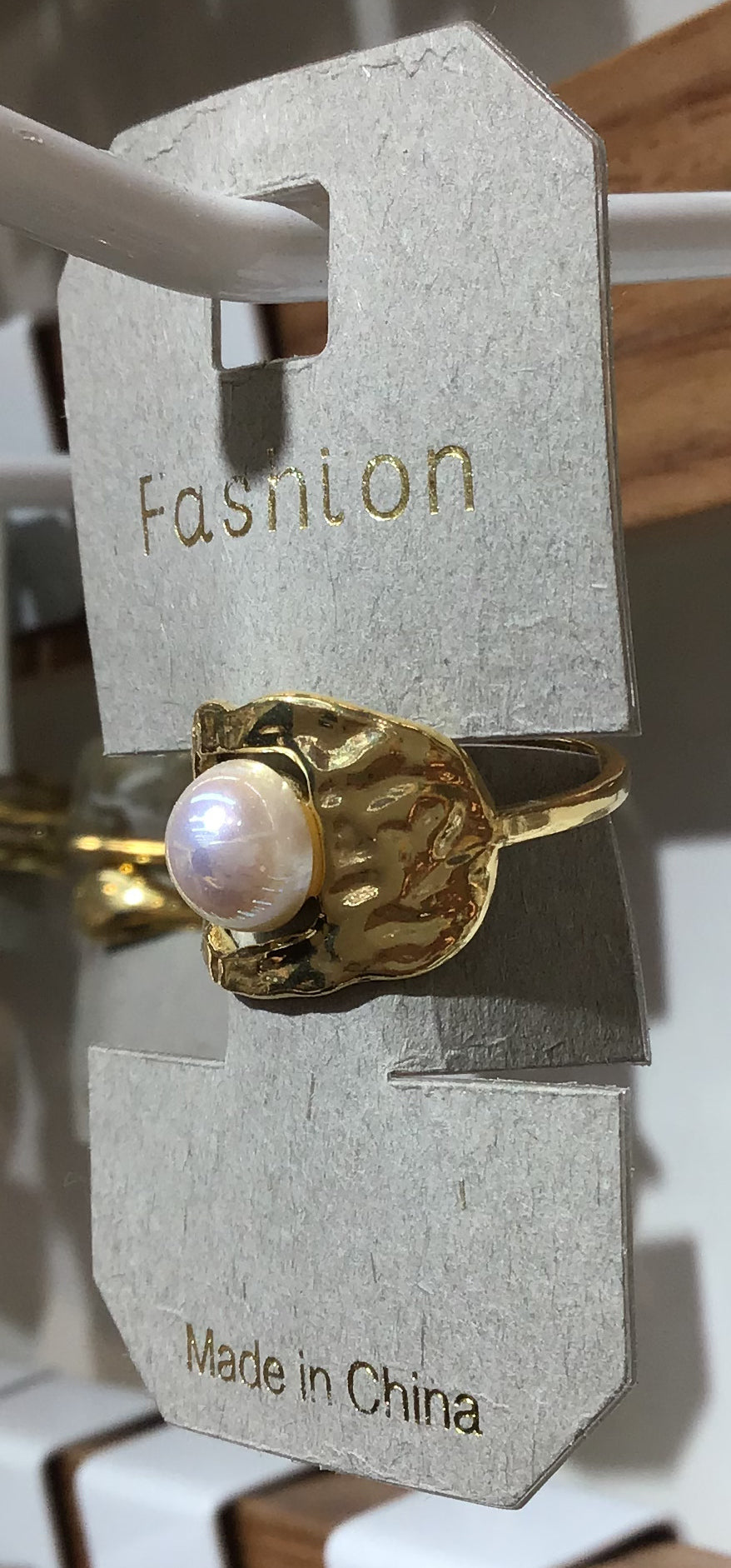 Pearl-Style Textured Wave Ring - W1-0388