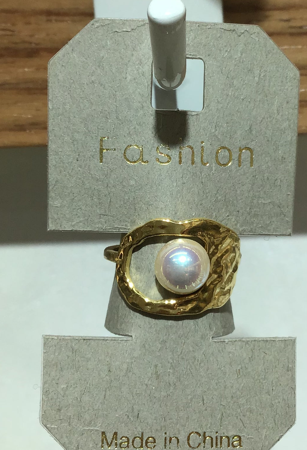 Pearl-Style Textured Wave Ring - W1-0388