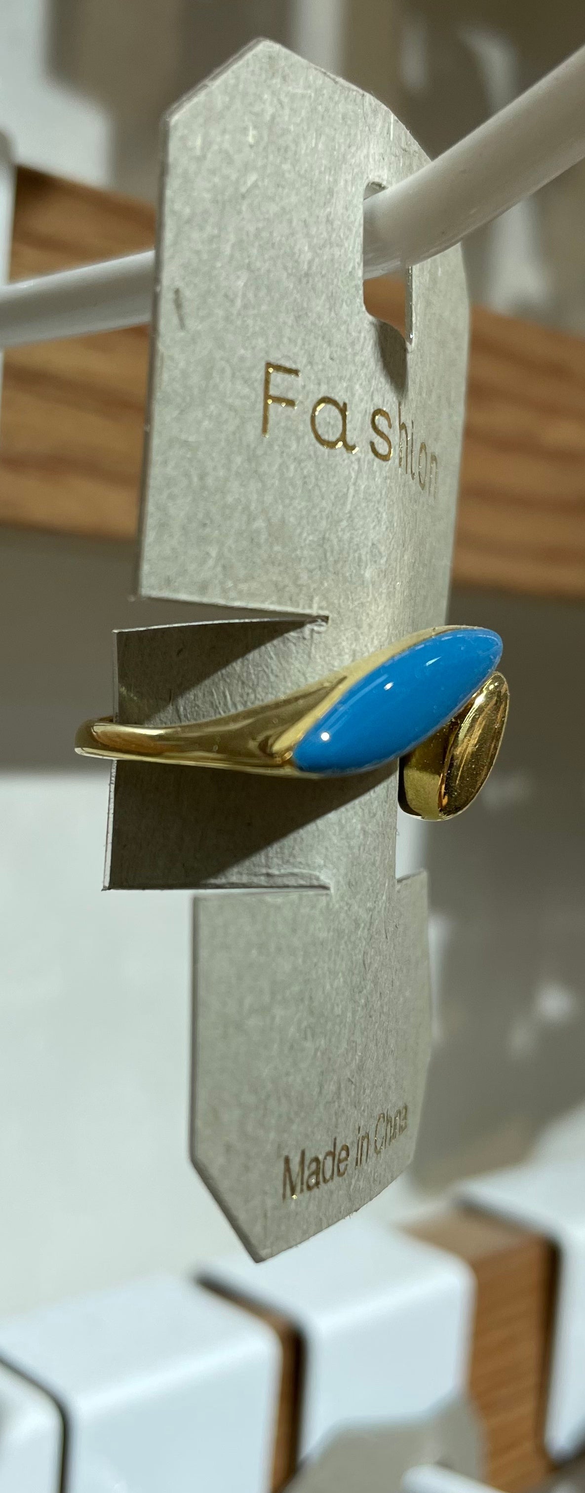 Blue Curved Statement Ring - W1-0405