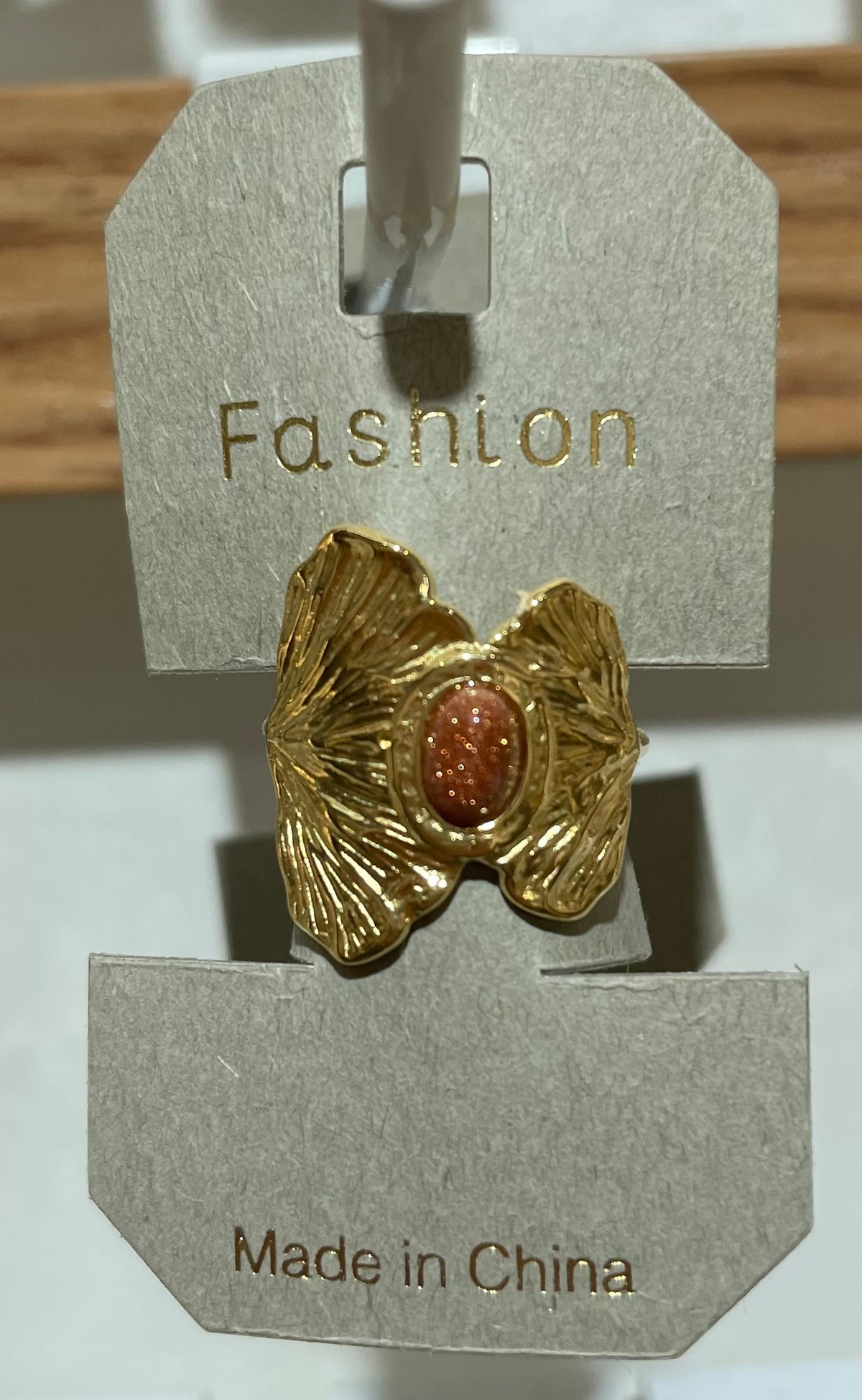 Orange Oval Leaf Ring - W1-0412
