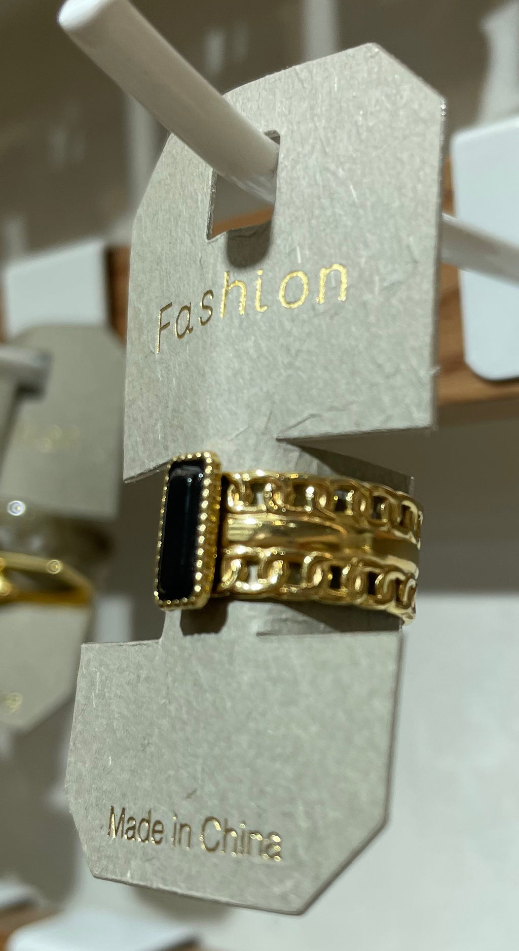 Black Bar Ornate Band Ring - W1-0413