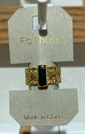 Black Bar Ornate Band Ring - W1-0413