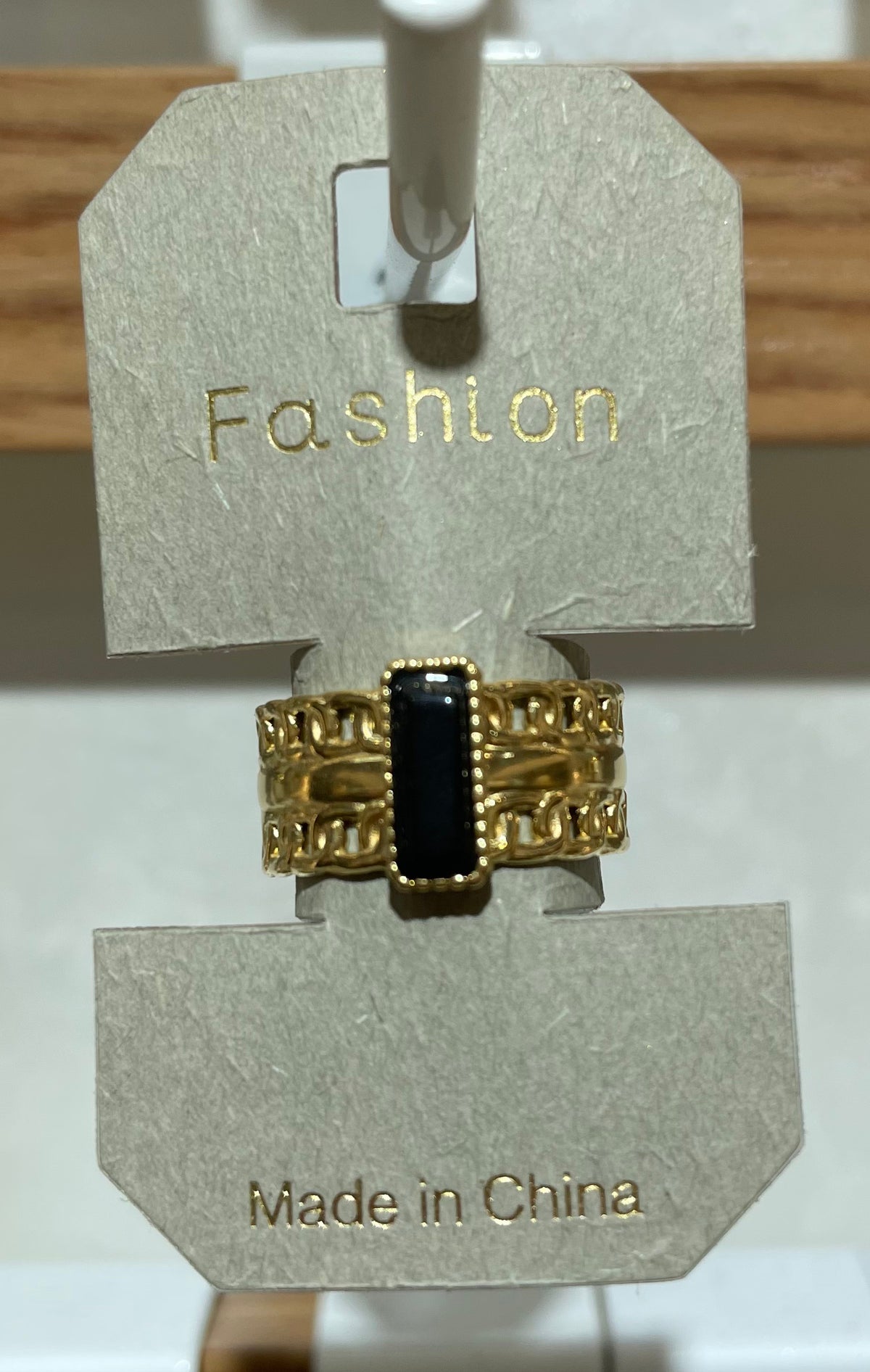 Black Bar Ornate Band Ring - W1-0413