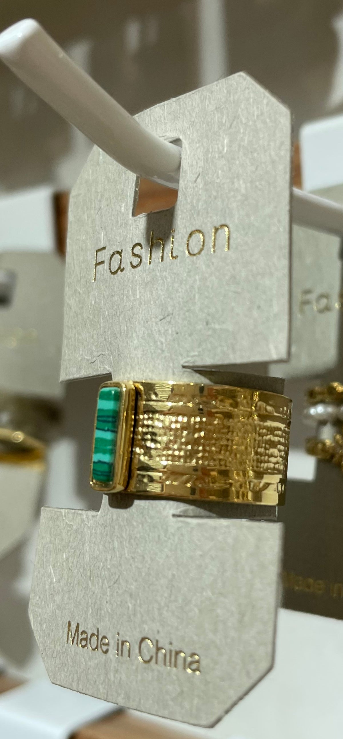 Green Bar Textured Wide Ring - W1-0414