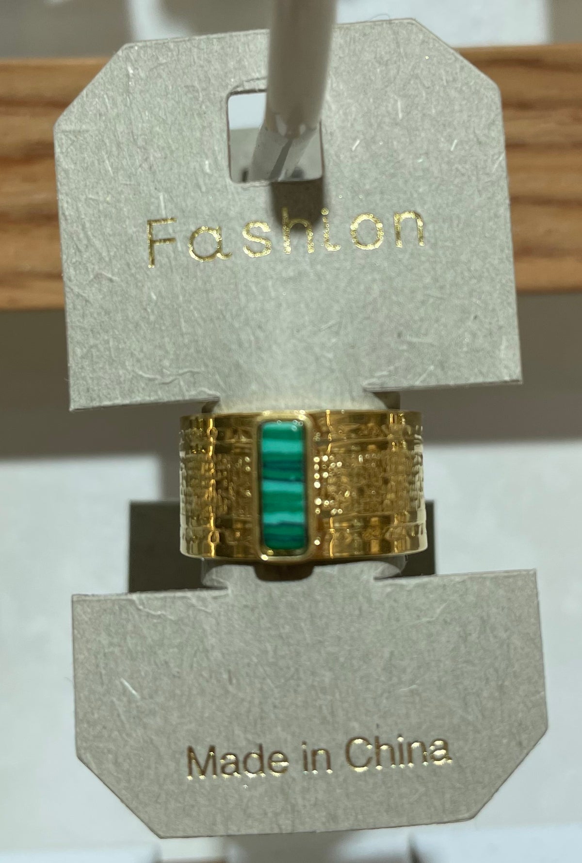 Green Bar Textured Wide Ring - W1-0414