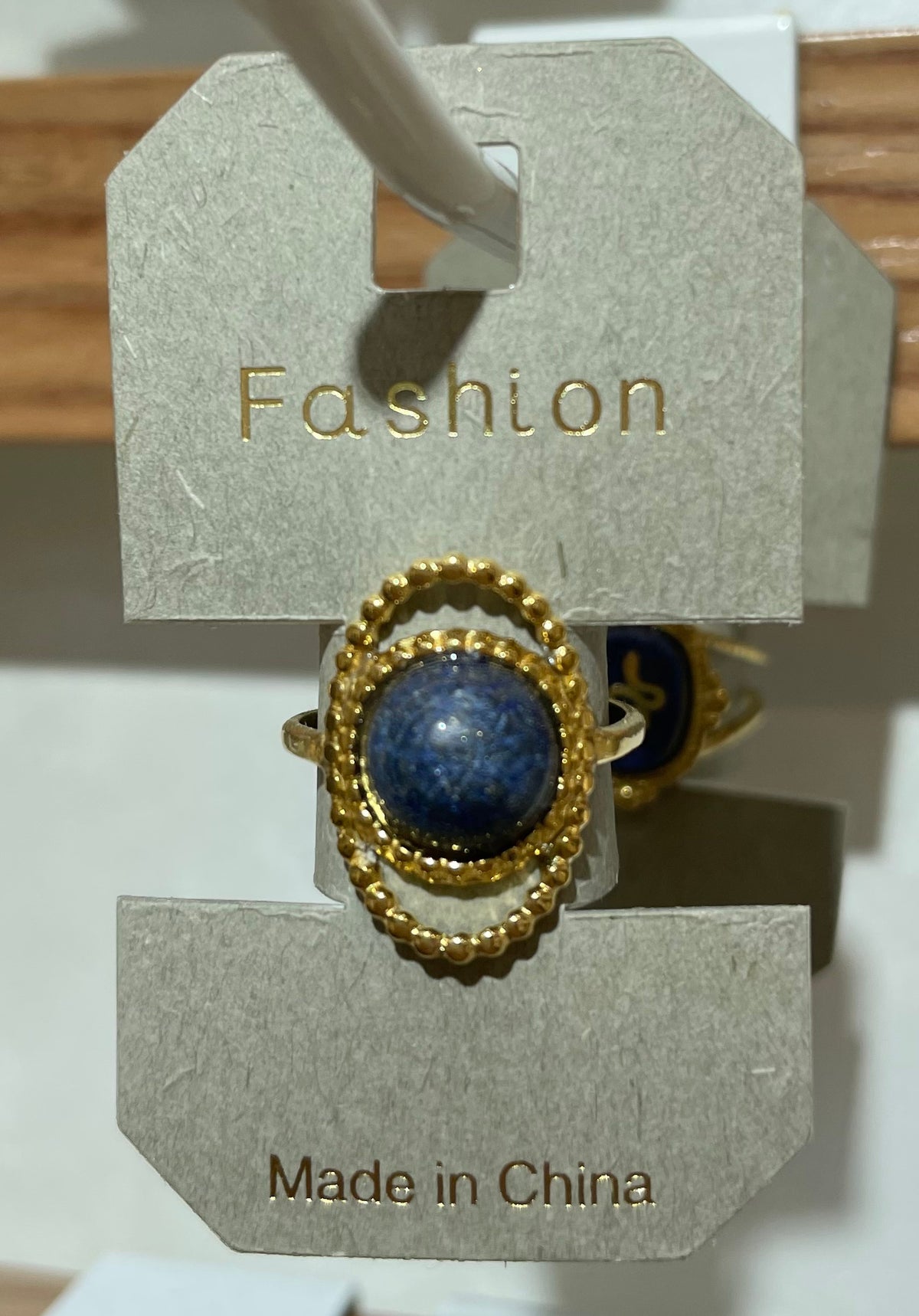 Blue Bead Oval Frame Ring - W1-0429