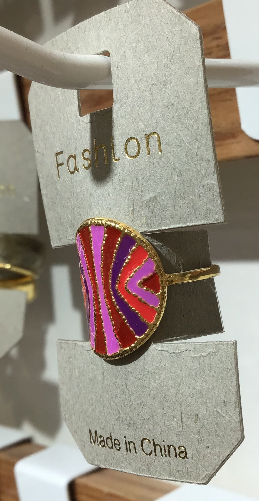 Pink Purple Wavy Stripe Ring - W1-0434