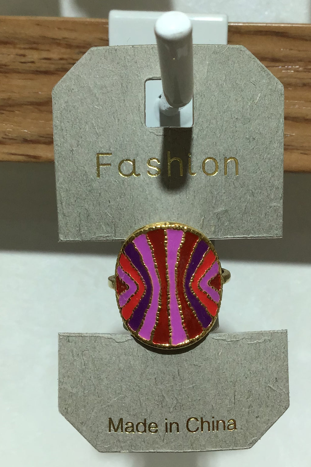 Pink Purple Wavy Stripe Ring - W1-0434