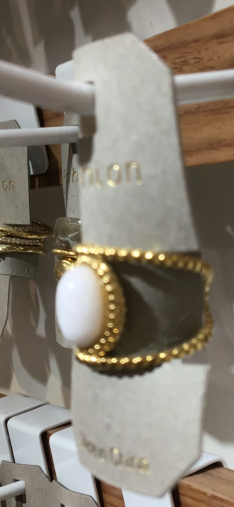 White Oval Double Band Ring - W1-0435