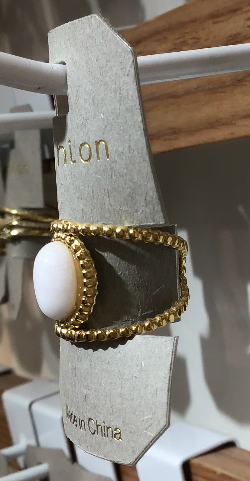 White Oval Double Band Ring - W1-0435