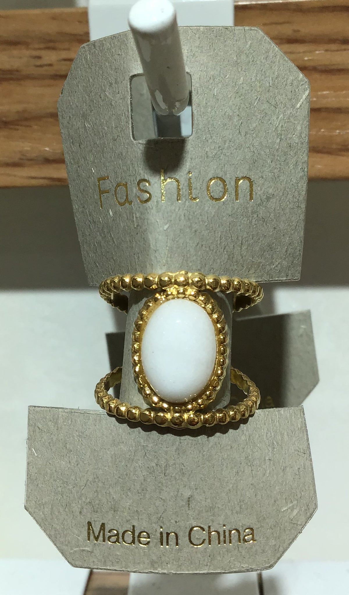 White Oval Double Band Ring - W1-0435