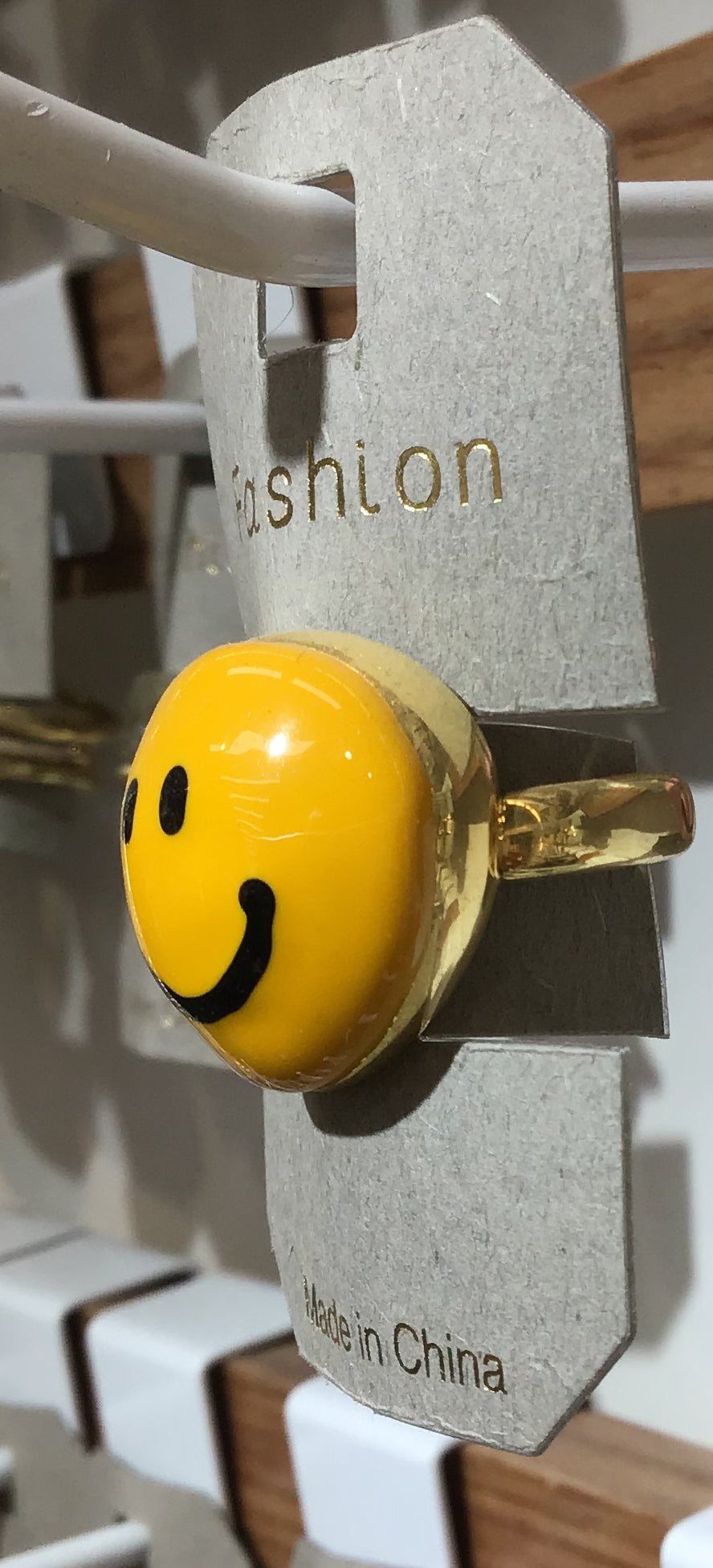 Yellow Smiley Face Ring - W1-0439