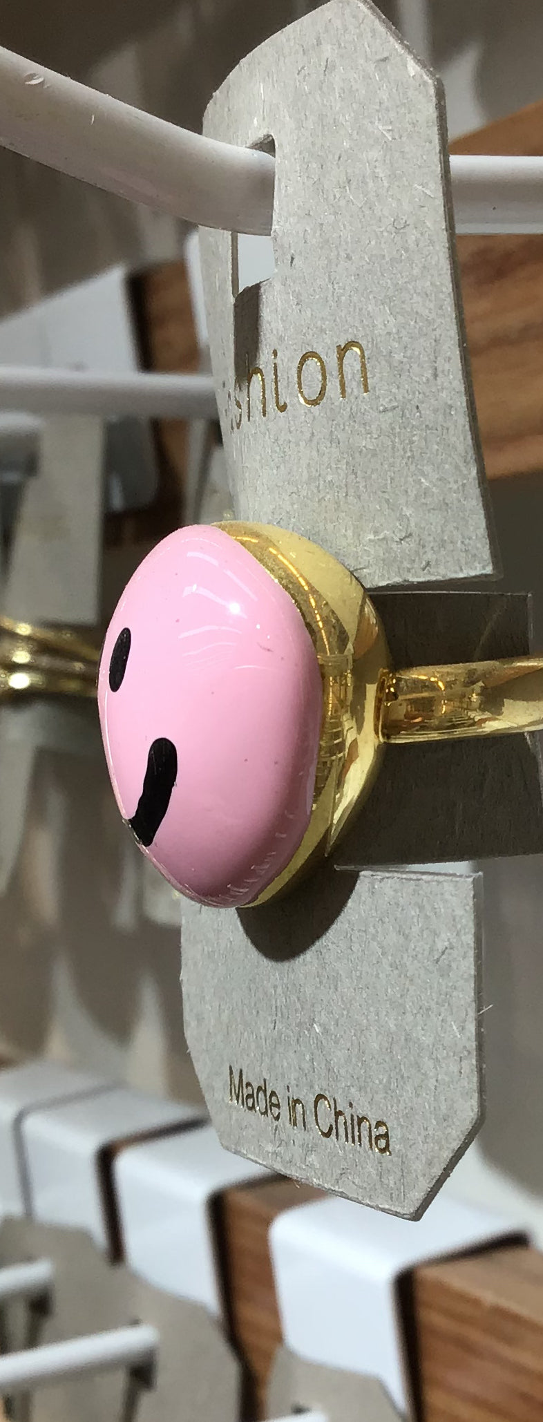 Pink Smiley Face Ring - W1-0440