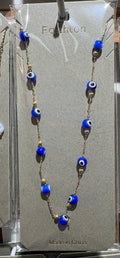 Blue Eye Bead Chain Necklace - W14-0018