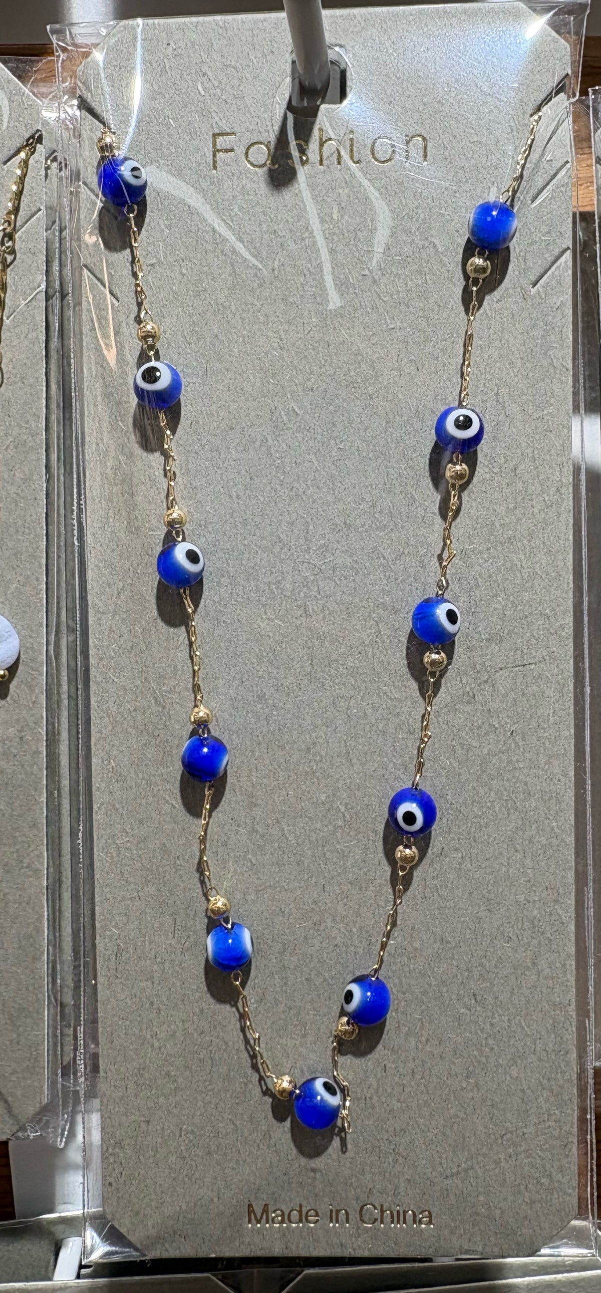 Blue Eye Bead Chain Necklace - W14-0018
