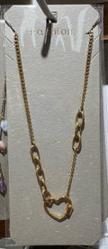 Heart Accent Mixed Chain Necklace - W14-0020