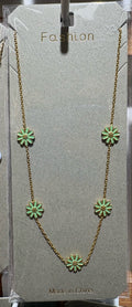 Green Daisy Station Necklace - W14-0026