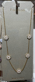 White Daisy Station Necklace - W14-0027