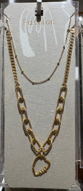 Layered Chain Heart Necklace - W14-0028